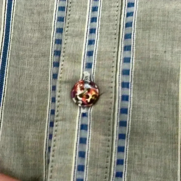 Robert Graham Gray/Blue stripped colorful Button Down Shirt sz large L - Picture 7 of 11